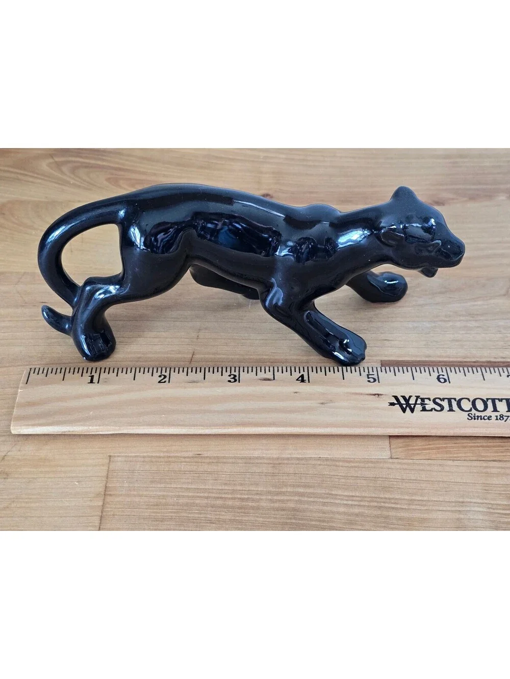 Vtg MCM Black Ceramic Panther Figurine Sculpture Approximately 6